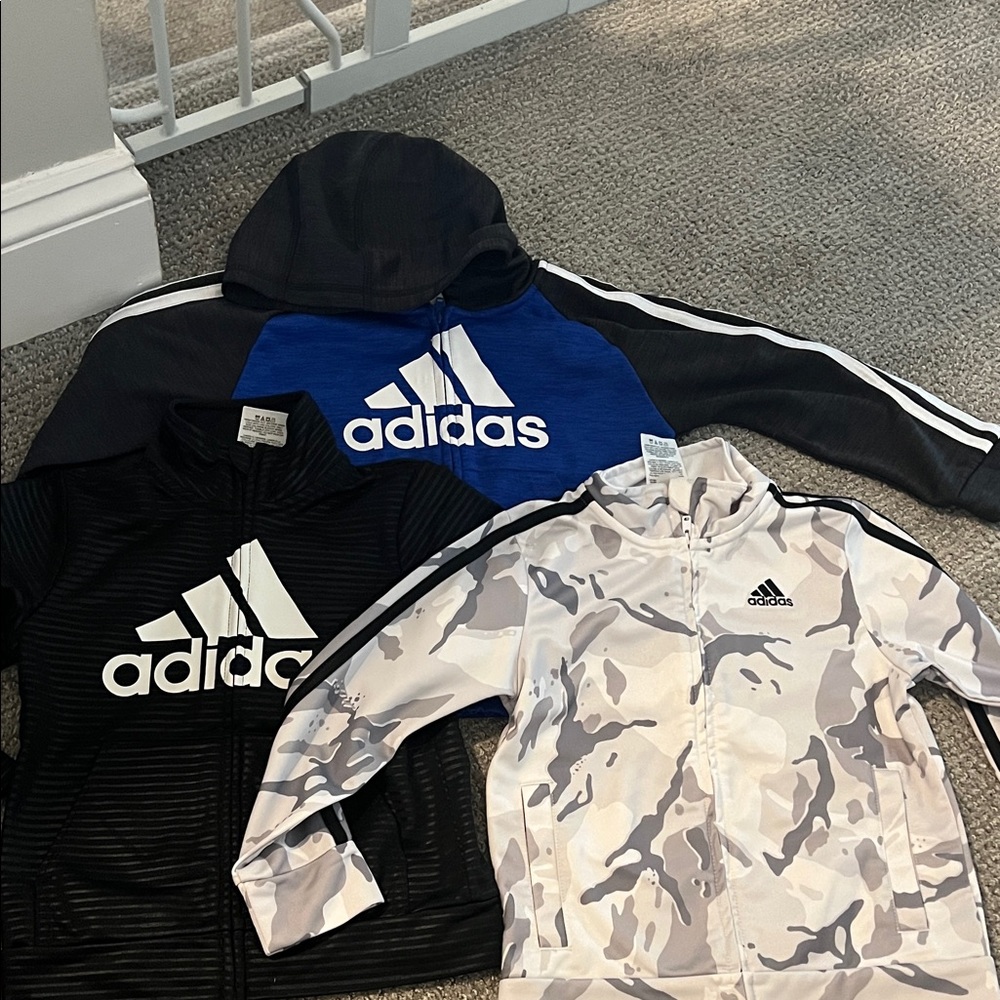Adidas Kids' Blue, Black, and White Hoodies